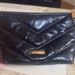 Rebecca Minkoff Shiny Black Chevron Clutch